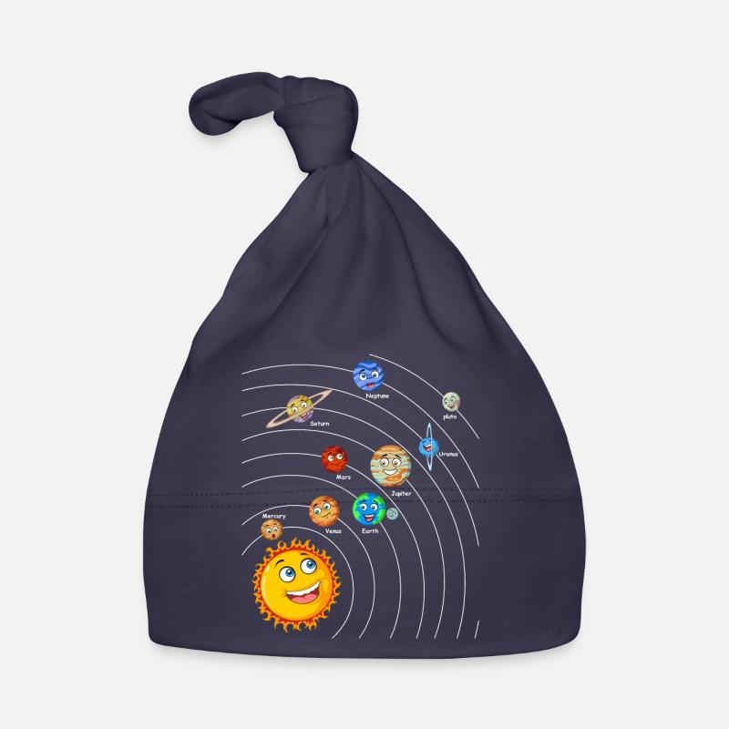 Système solaire - Bonnet bio Bébé - marine