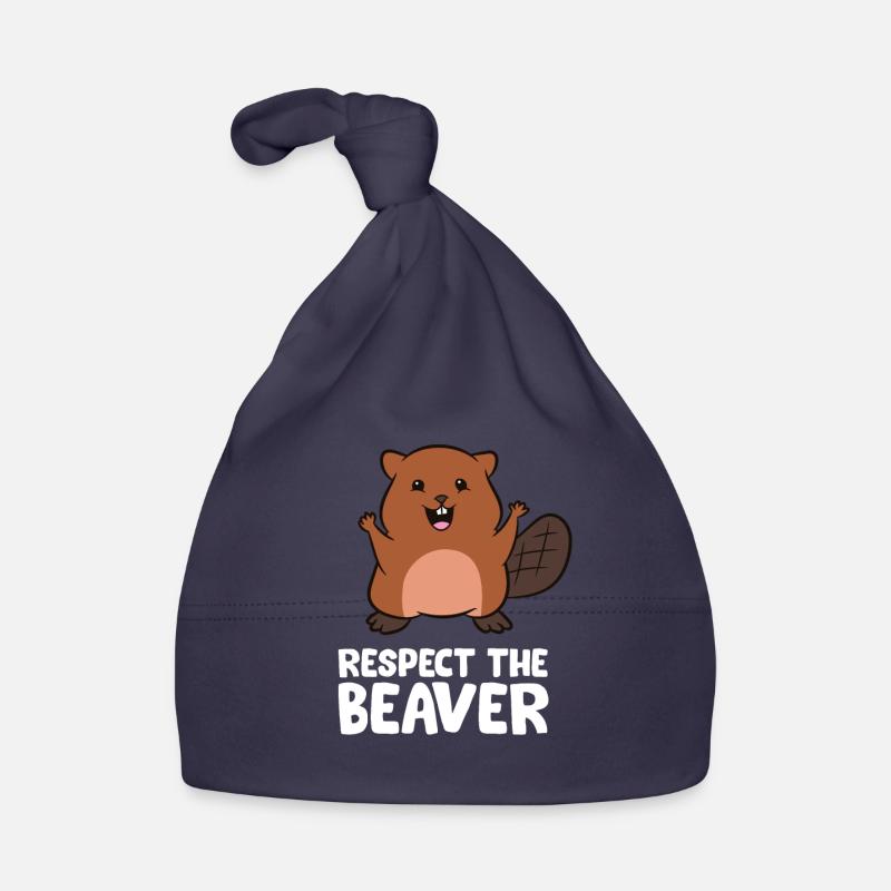 Respectez le castor Drôle de castor - Bonnet bio Bébé - marine