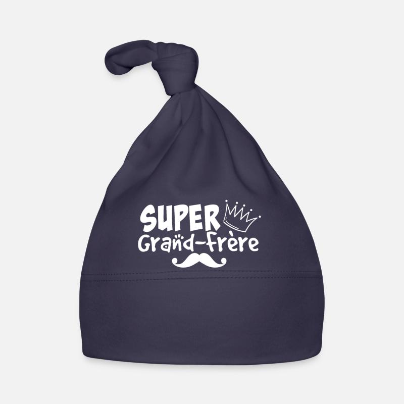 Cadeau Super Grand Frère Garçon - Bonnet bio Bébé - marine
