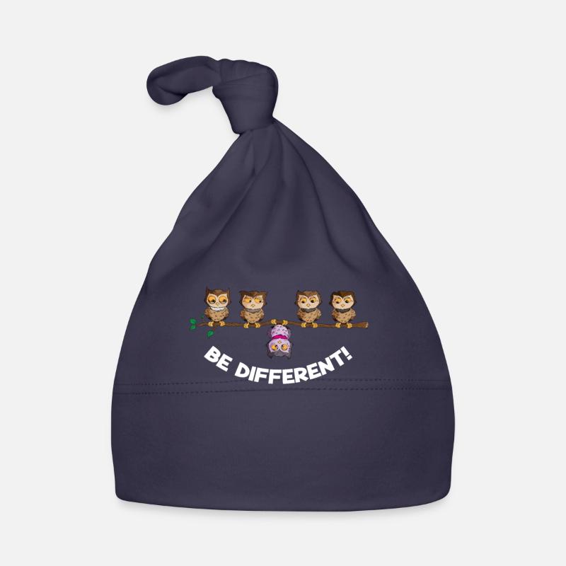 Nachteule be different Eulen Vogel Sei Anders - Baby Bio-Mütze - Navy