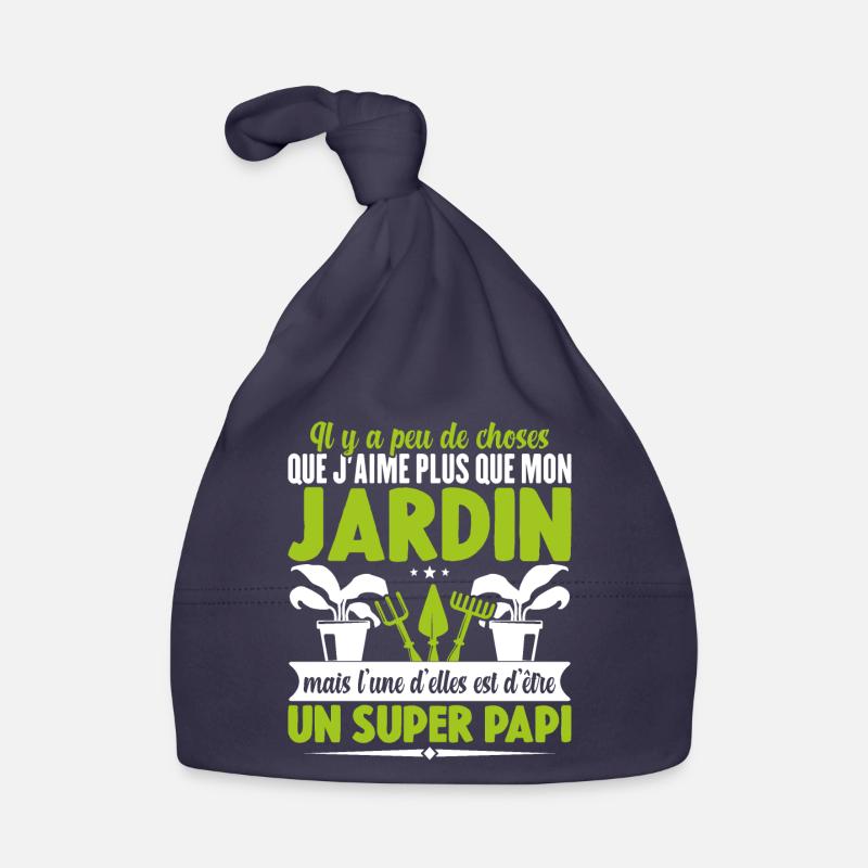 Cadeau Jardin Super Papi Jardinier Papy Jardinage - Bonnet bio Bébé - marine