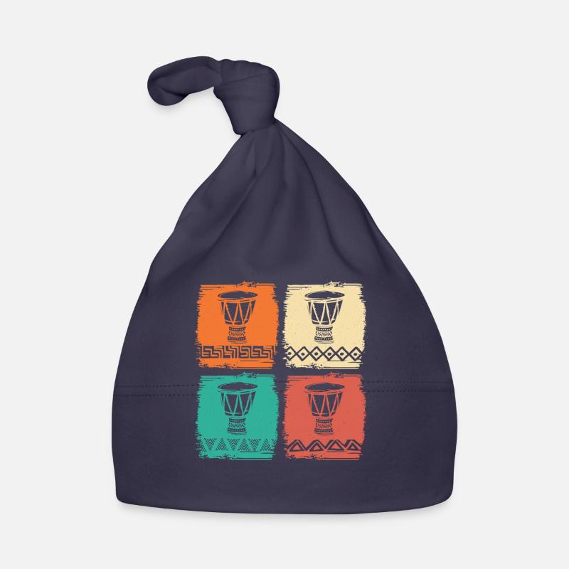 African Instrument Retro Djembe & Dunun Organic Baby Cap