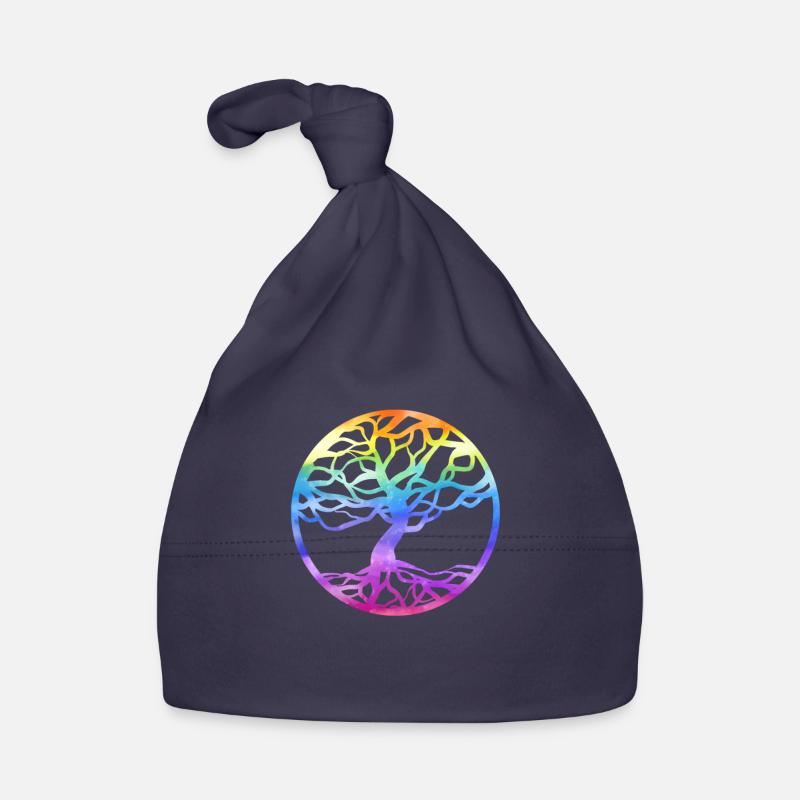 Arbre de Vie Arbre de Vie Symbole Celtique - Bonnet bio Bébé - marine