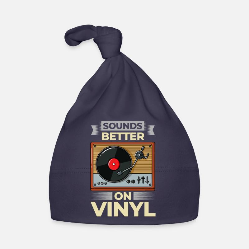 Disques de tourne-disques sur platine - Bonnet bio Bébé - marine