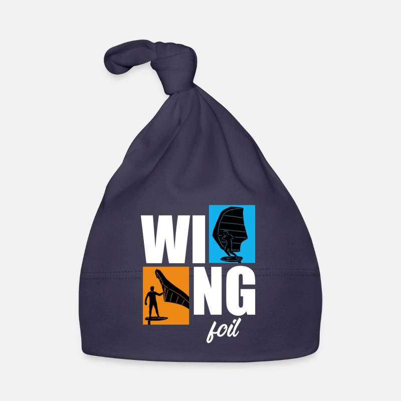 Wing Surf Wingfoil Wingsurf Rétro - Bonnet bio Bébé - marine