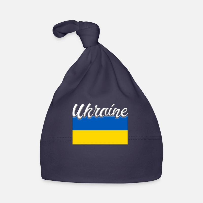 Lettrage du drapeau de l’Ukraine - Bonnet bio Bébé - marine