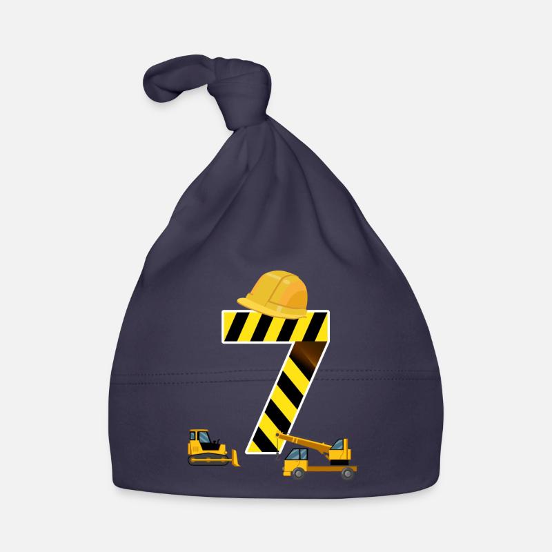 7th birthday 7 years excavator construction site construction worker Organic Baby Cap