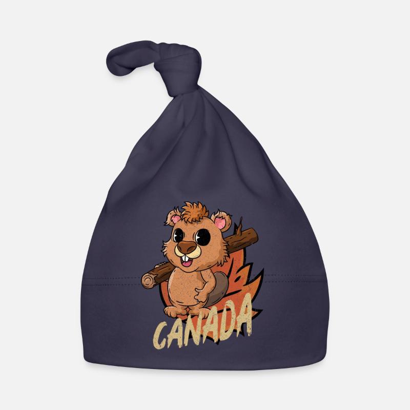 Castor du Canada - Bonnet bio Bébé - marine