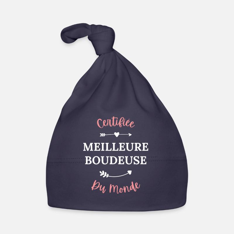 Certifiée meilleure boudeuse du monde - Bonnet bio Bébé - marine