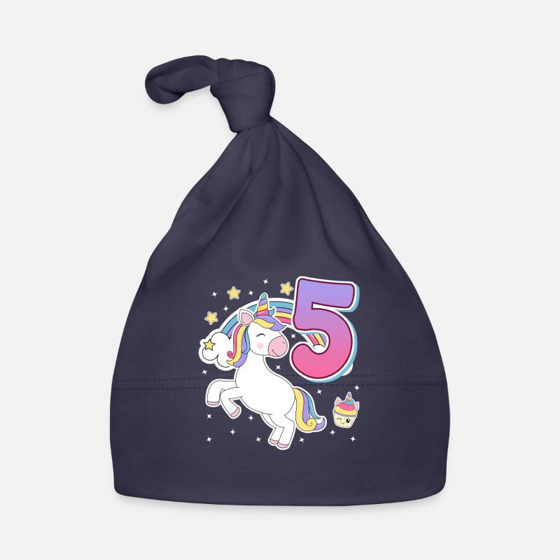 5. Geburtstag Mädchen Pferdemädchen 5 Jahre - Baby Bio-Mütze - Navy