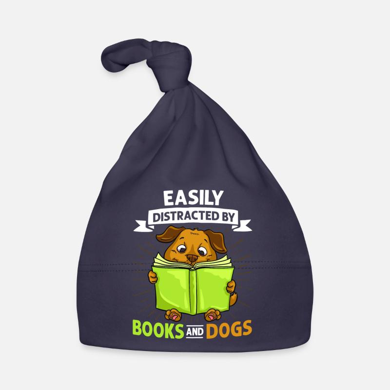 Buch Hund Lesender Bücherwurm Bibliothekar Leser Baby Bio-Mütze