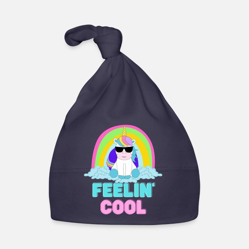 Feeling cool unicorn, Einhorn mit Regenbogen Baby Bio-Mütze