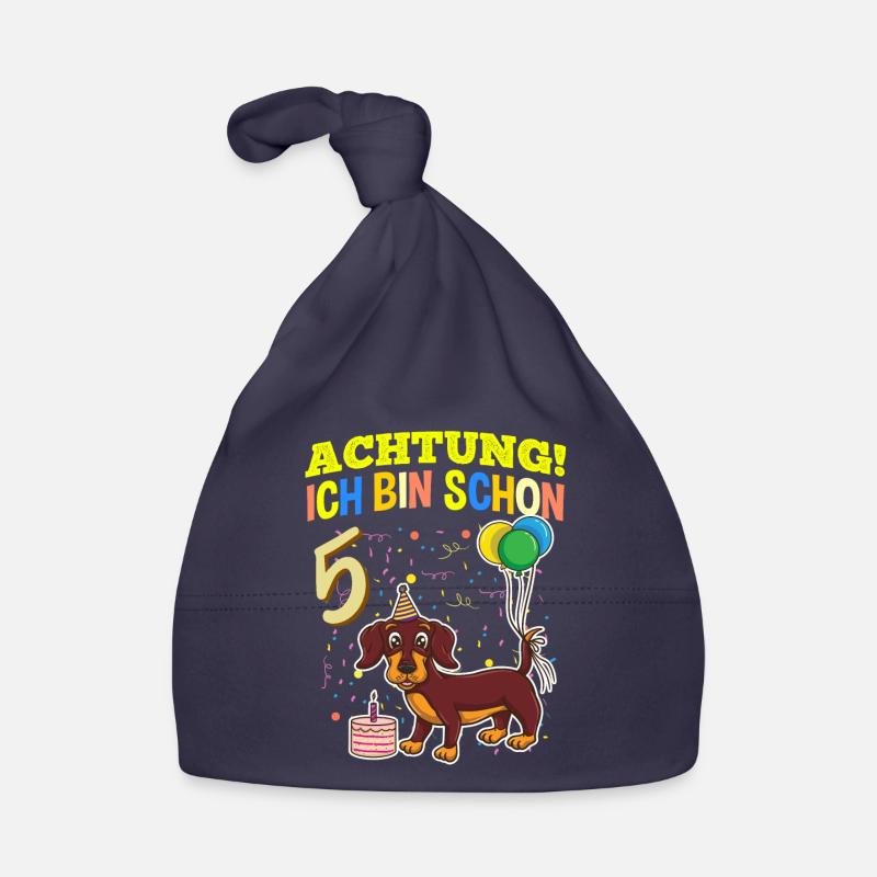 Achtung Ich Bin Schon 5 Tier Geburtstag Dackel Baby Bio-Mütze