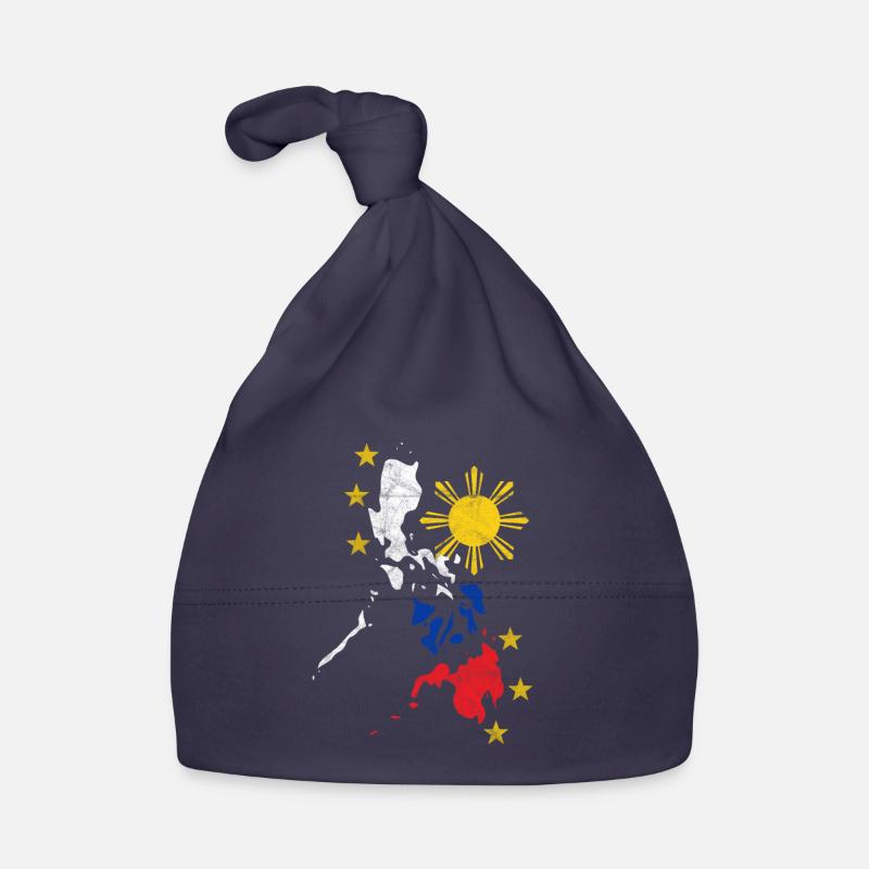 Philippines Drapeau philippin Sun Pride I Cadeau - Bonnet bio Bébé - marine