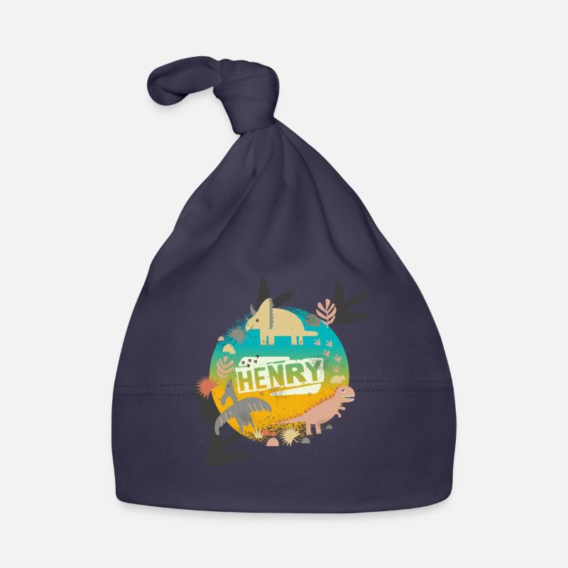 HENRY - Beau nom de garçon avec de mignons dinosaures Bonnet bio Bébé