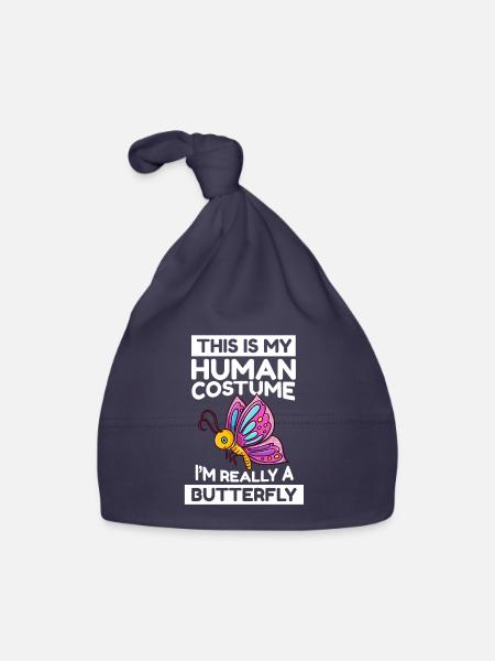 This Is My Human Costume I'm Really A Butterfly - Organic Baby Cap - navy - Front