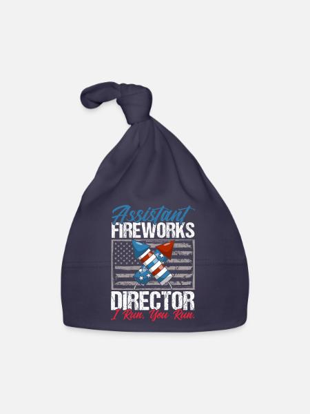 Funny fireworks pyrotechnician saying - Organic Baby Cap - navy - Front