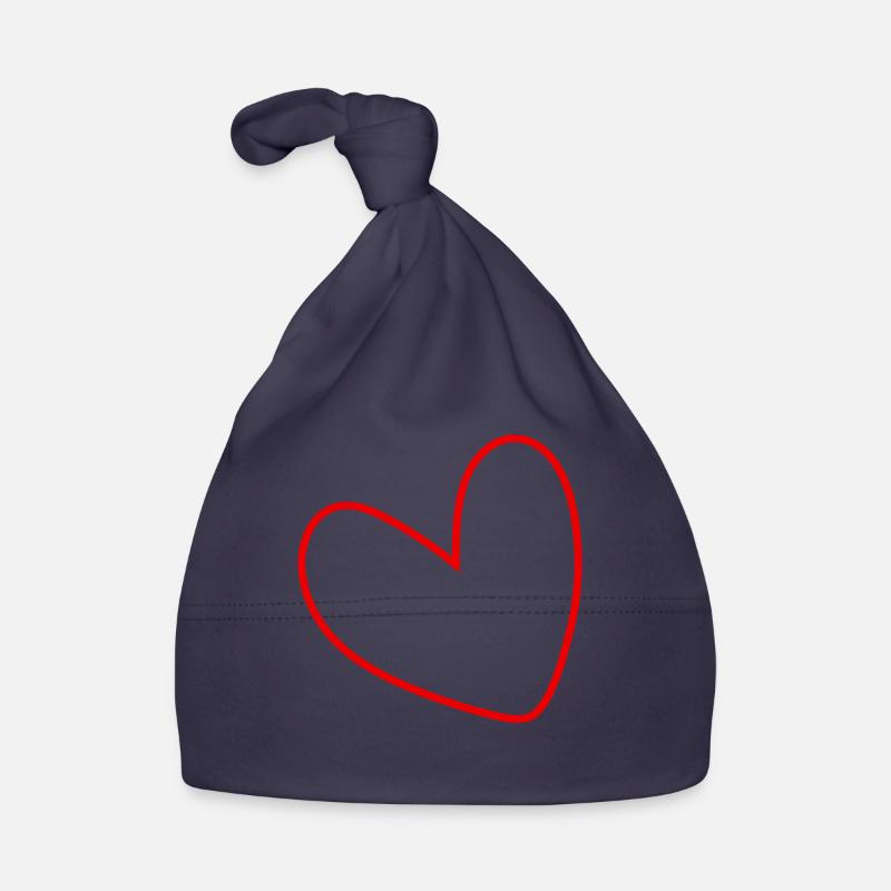 Simple Red Heart Organic Baby Cap