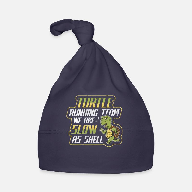 Turtle Running Team - Nous sommes lents comme la coquille - Bonnet bio Bébé - marine