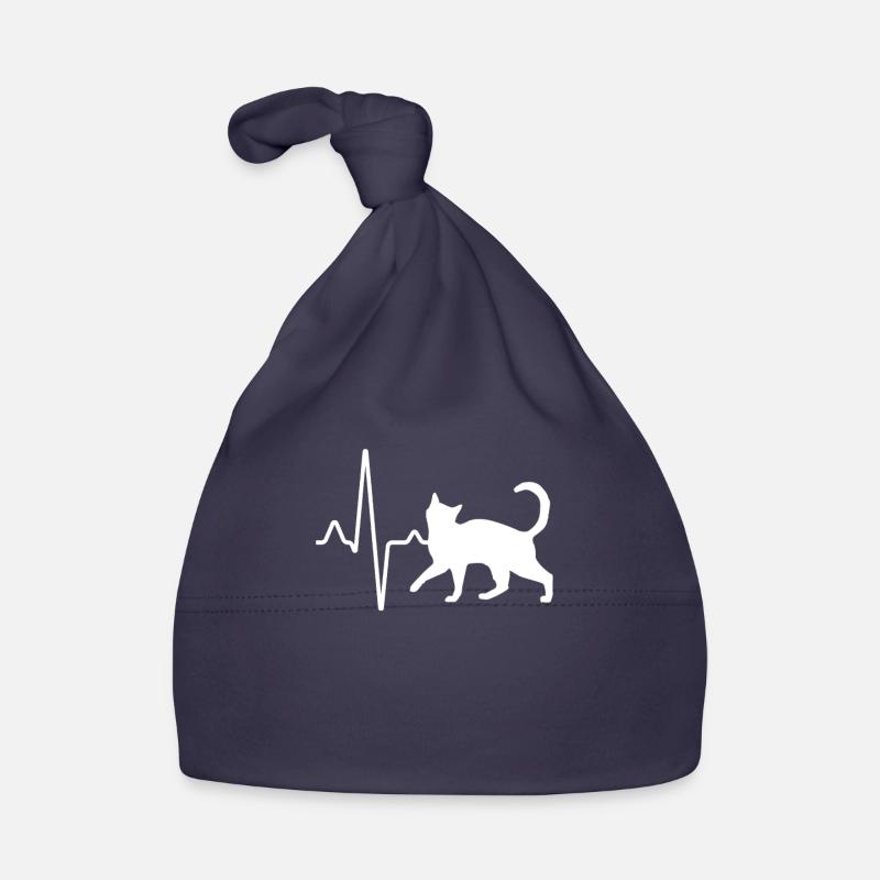 Battement de cœur de chat - Bonnet bio Bébé - marine