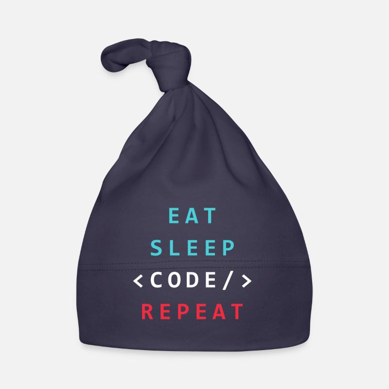 Coding IT Geek - Eat Sleep Code Repeat Programming - Baby Bio-Mütze - Navy