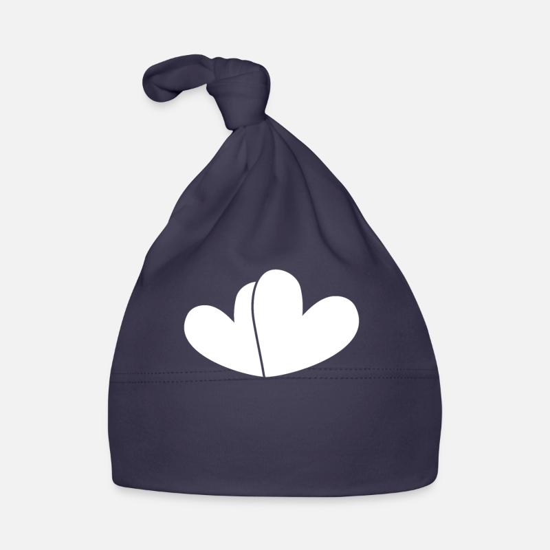Two White Hearts Organic Baby Cap
