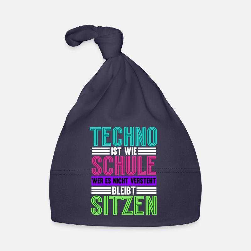 Techno Ist Wie Schule Techno - Baby Bio-Mütze - Navy