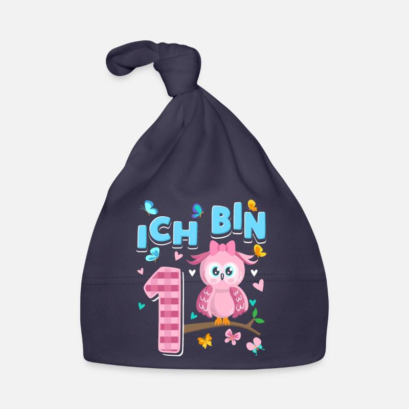 Erster Geburtstag Mädchen 1 Jahr Eulen Baby Bio-Mütze