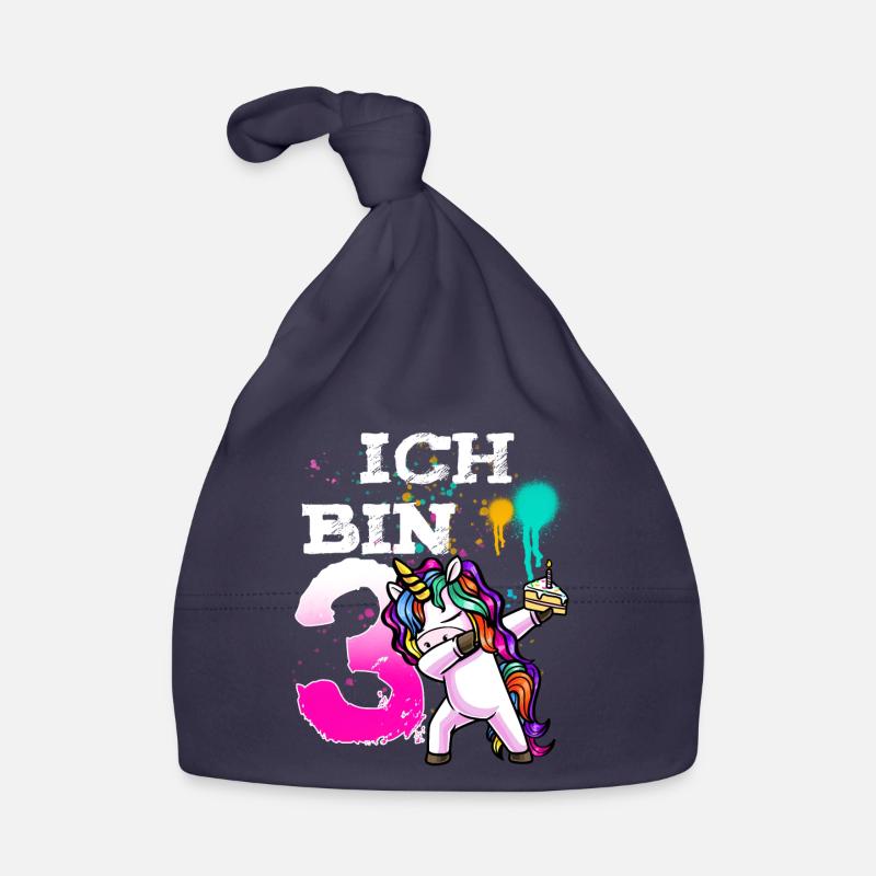 Dritter Geburtstag Mädchen 3 Jahre Einhorn Baby Bio-Mütze