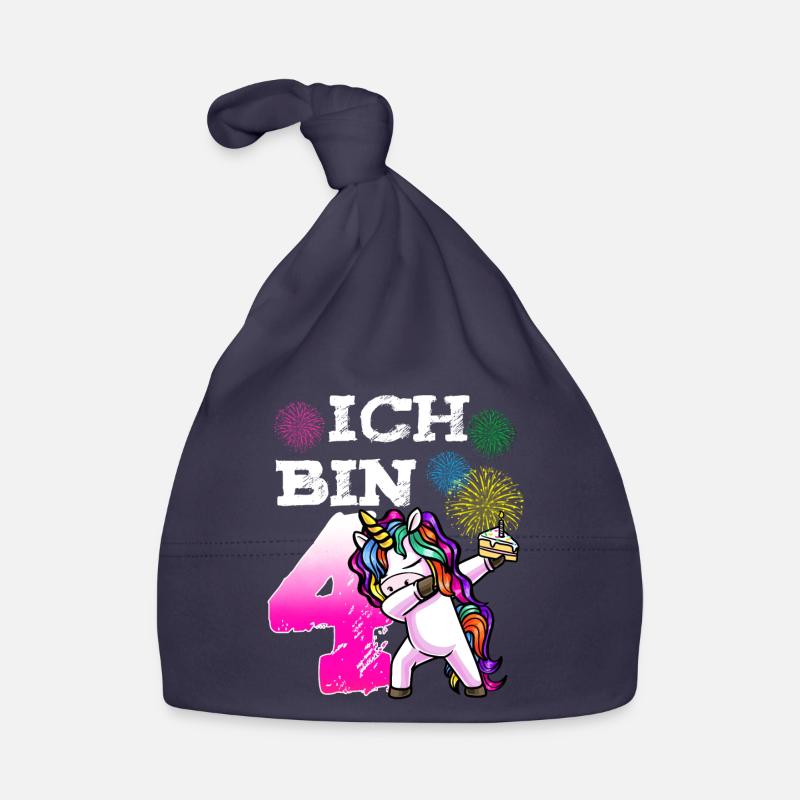 Vierter Geburtstag Mädchen 4 Jahre Einhorn Baby Bio-Mütze