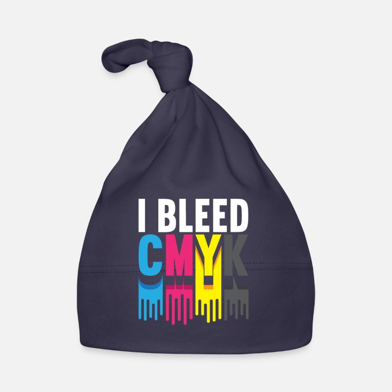I Bleed CMJN Illustrator Graphiste - Bonnet bio Bébé - marine