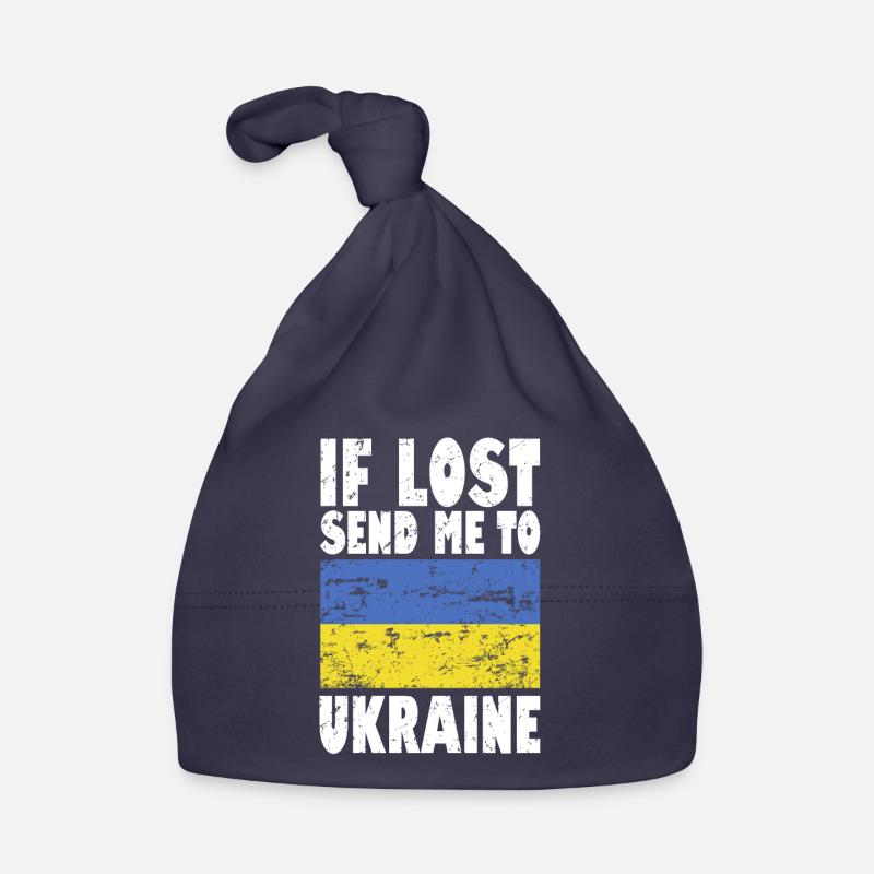 Slogan du drapeau de l’Ukraine - Bonnet bio Bébé - marine