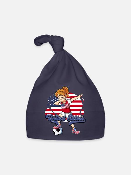 Usa Fußball - Baby Bio-Mütze - Navy - Vorne