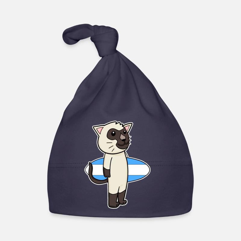 Planche de surf Cat Siamese Cat Surfing Gift Bonnet bio Bébé
