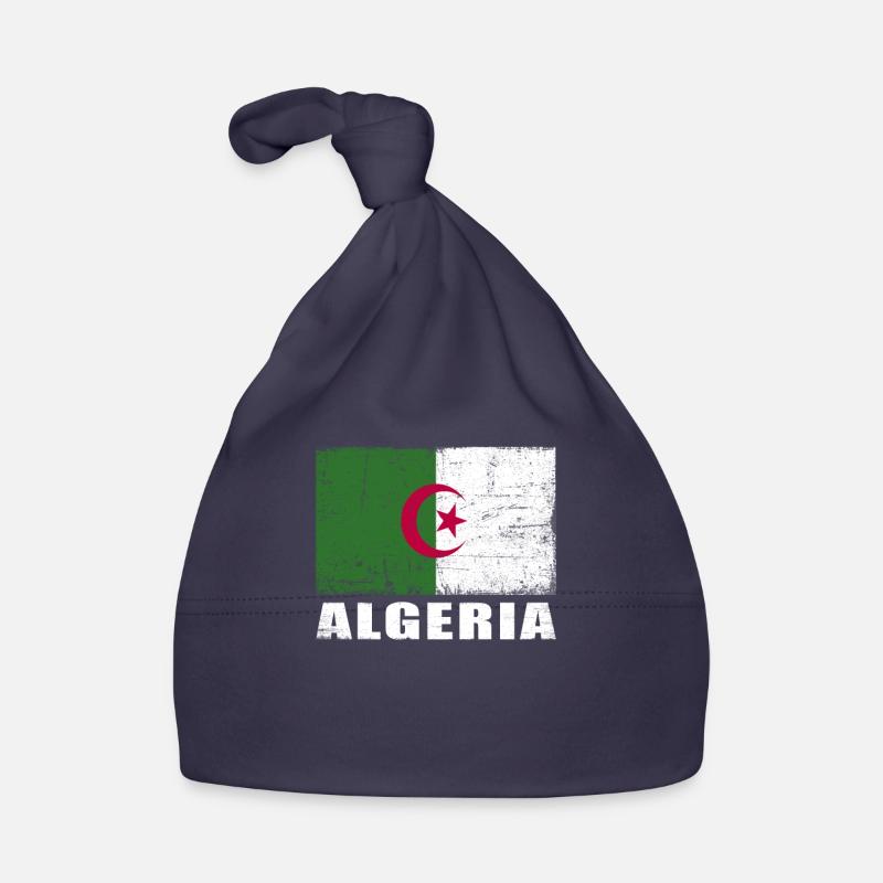 Drapeau algérien Grunge Drapeau algérien - Bonnet bio Bébé - marine