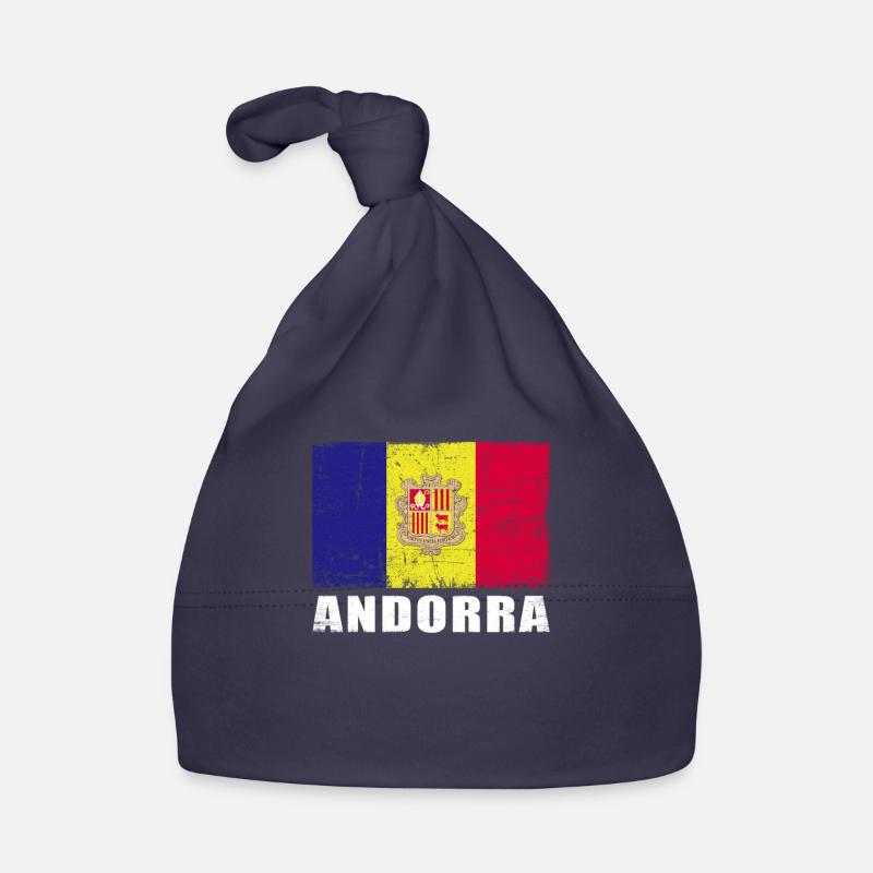 Drapeau d’Andorre Grunge Drapeau d’Andorre - Bonnet bio Bébé - marine