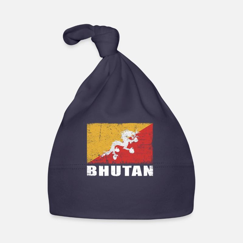 Drapeau du Bhoutan Grunge Drapeau du Bhoutan Bonnet bio Bébé