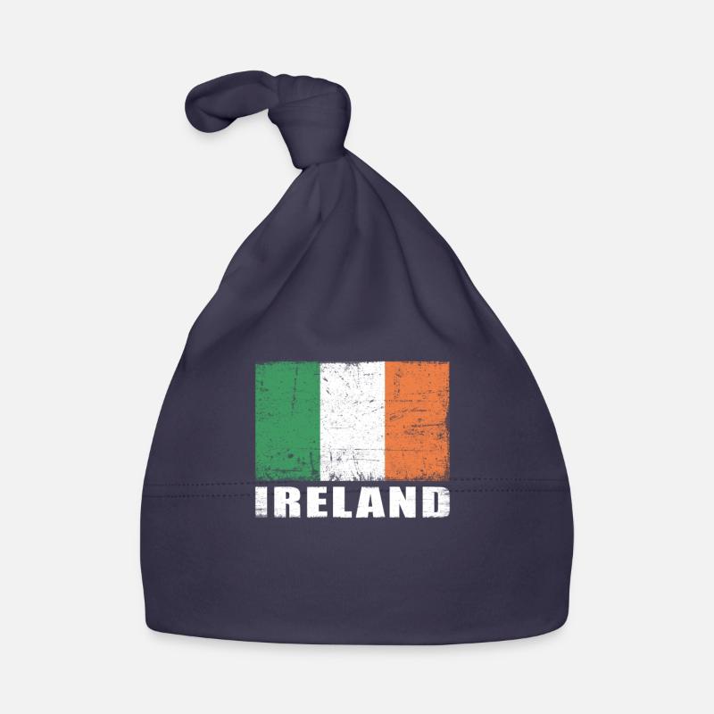 Drapeau de l’Irlande Grunge Drapeau de l’Irlande - Bonnet bio Bébé - marine