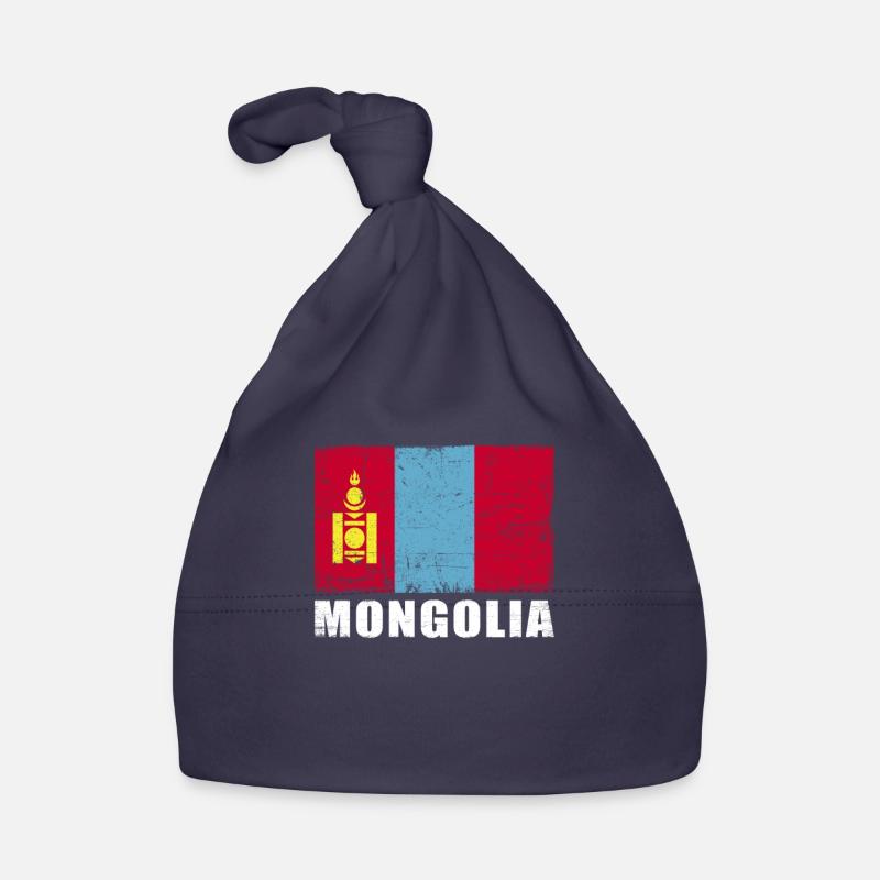 Mongolei Flagge Grunge Mongolei Fahne Baby Bio-Mütze