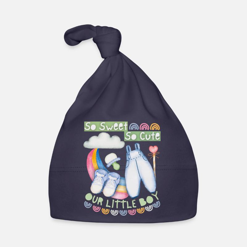 Bébé, bébé garçon, bébé garçon, dire avec arc-en-ciel - Bonnet bio Bébé - marine