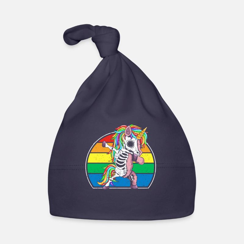Dabbing Unicorn Skeleton Halloween Dab Dance Scary Organic Baby Cap