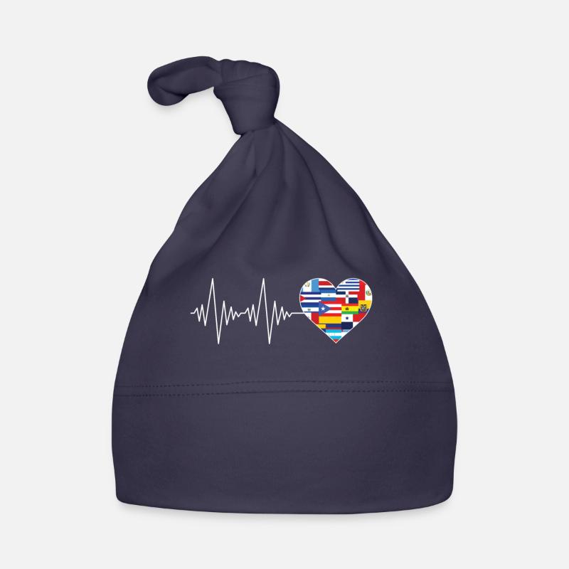 Hearts Beat Spanish Flags Hispanic Heritage Month Organic Baby Cap