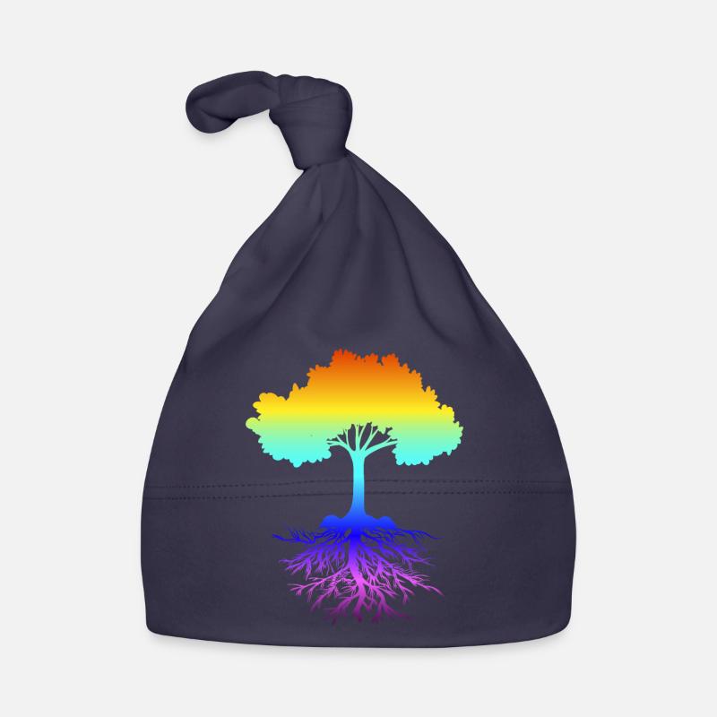 Wonderful tree in rainbow colors with roots Organic Baby Cap