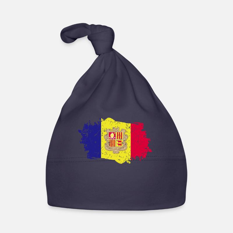 Drapeau d’Andorre Grunge Drapeau d’Andorre Bonnet bio Bébé