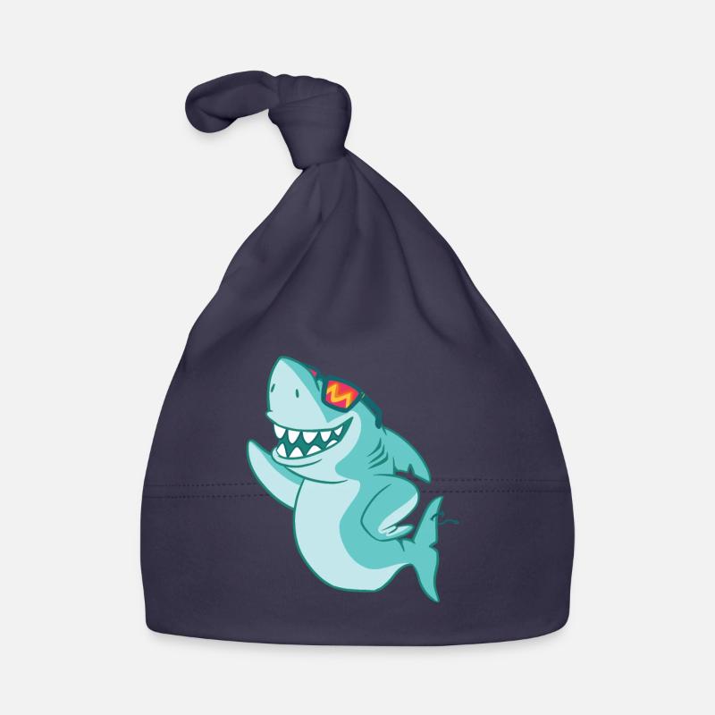 Requin cool avec lunettes de soleil - Bonnet bio Bébé - marine