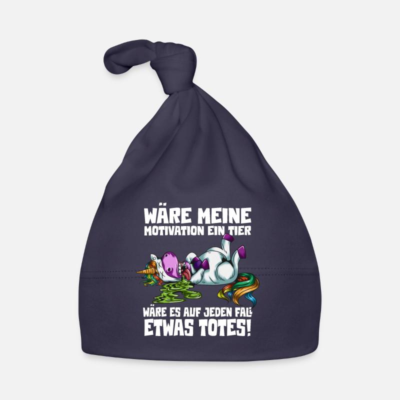 No Motivation lustiger Spruch Einhorn gestorben Baby Bio-Mütze