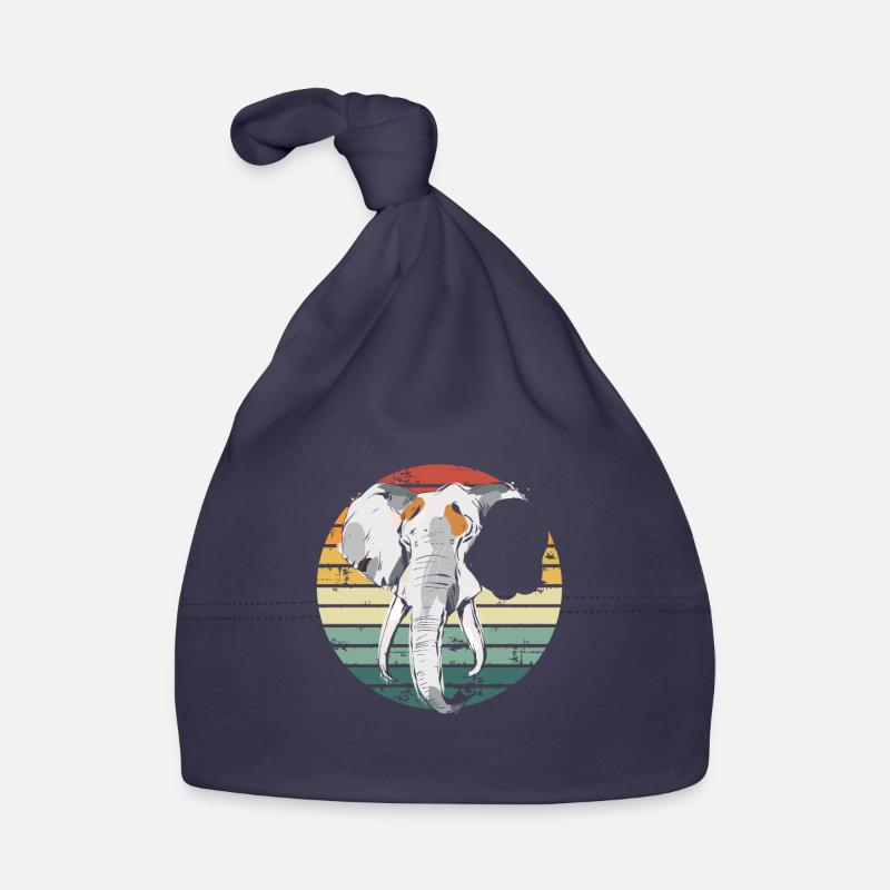 Elephant in Retro Vintage Organic Baby Cap