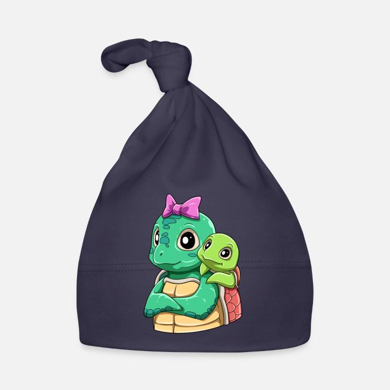 Liebevolle Schildkröte mit Schildkröten Kind Baby Bio-Mütze