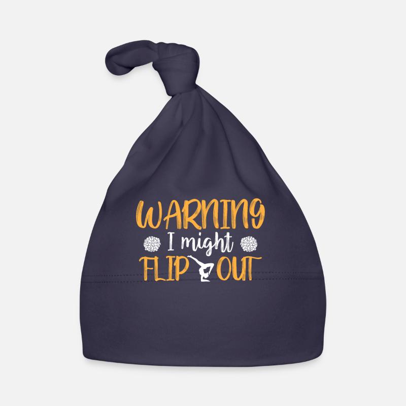 Cheerleading Saying Slogan - Warning I Might Flip Organic Baby Cap