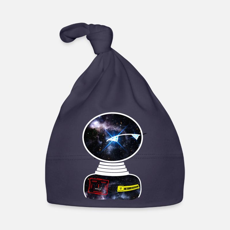 Robot Space Space observe un panneau d’avertissement Bonnet bio Bébé